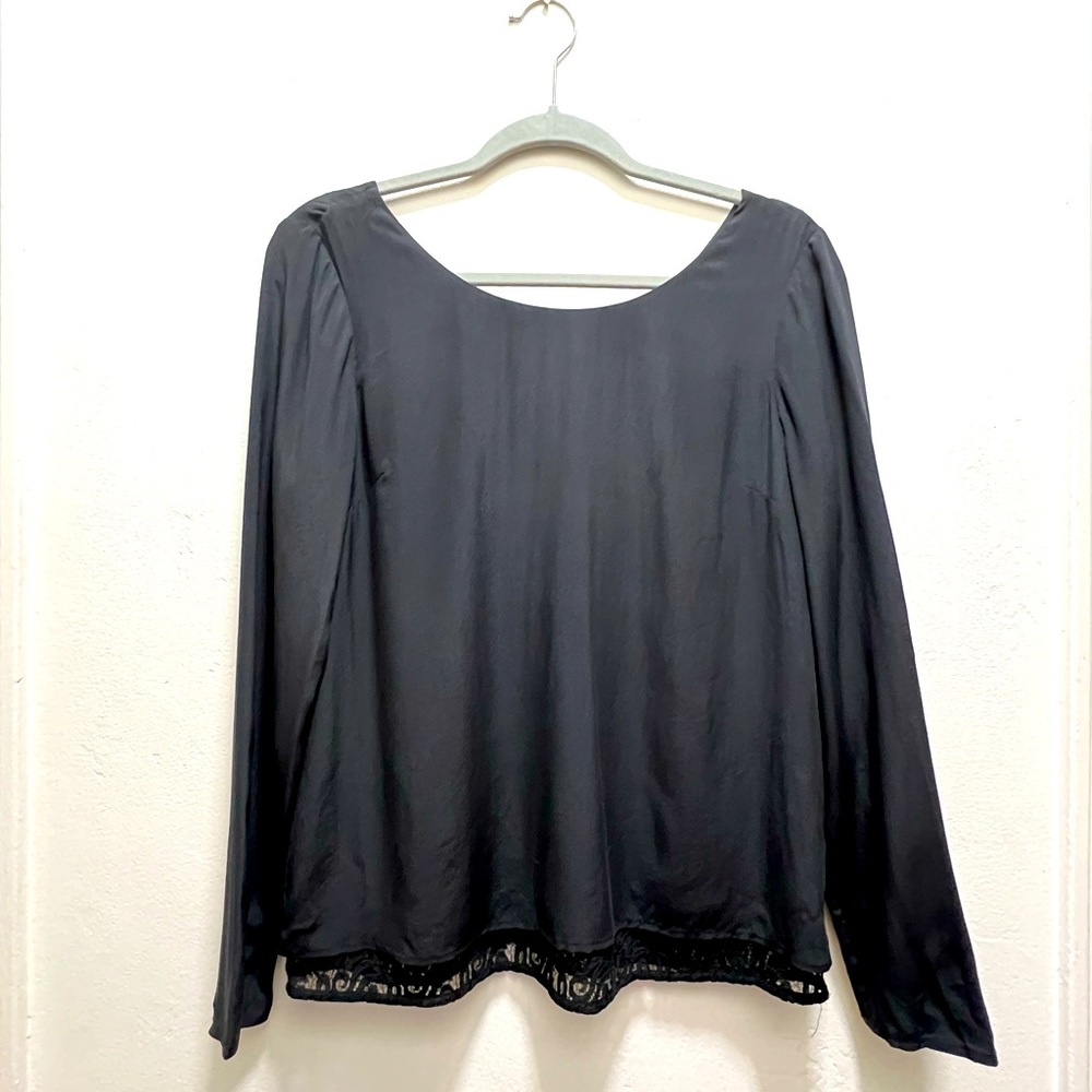 Madewell X Sezane black Silk top lace size Small